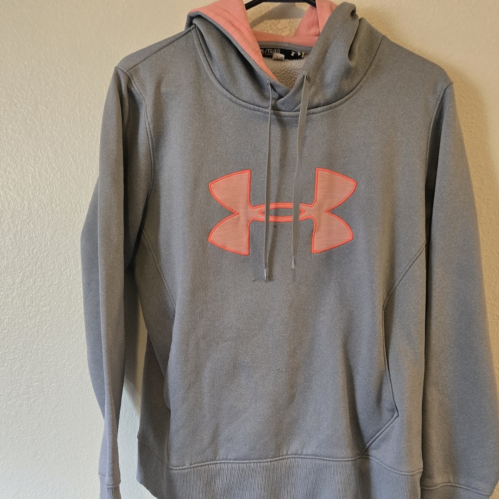 Women's Under Armour Grey and Peach Hoodie Sz XL